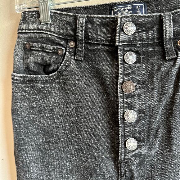 Abercrombie & Fitch LONG Ultra High Rise Straight Button Fly Jeans Black 27 4 - Picture 3 of 8
